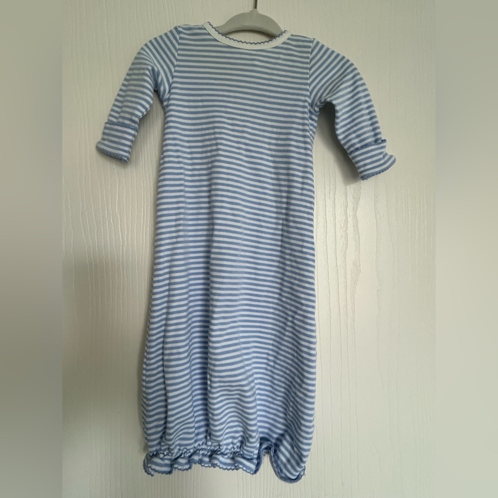 The Beaufort Bonnet Company Blue and White Striped Baby Gown
